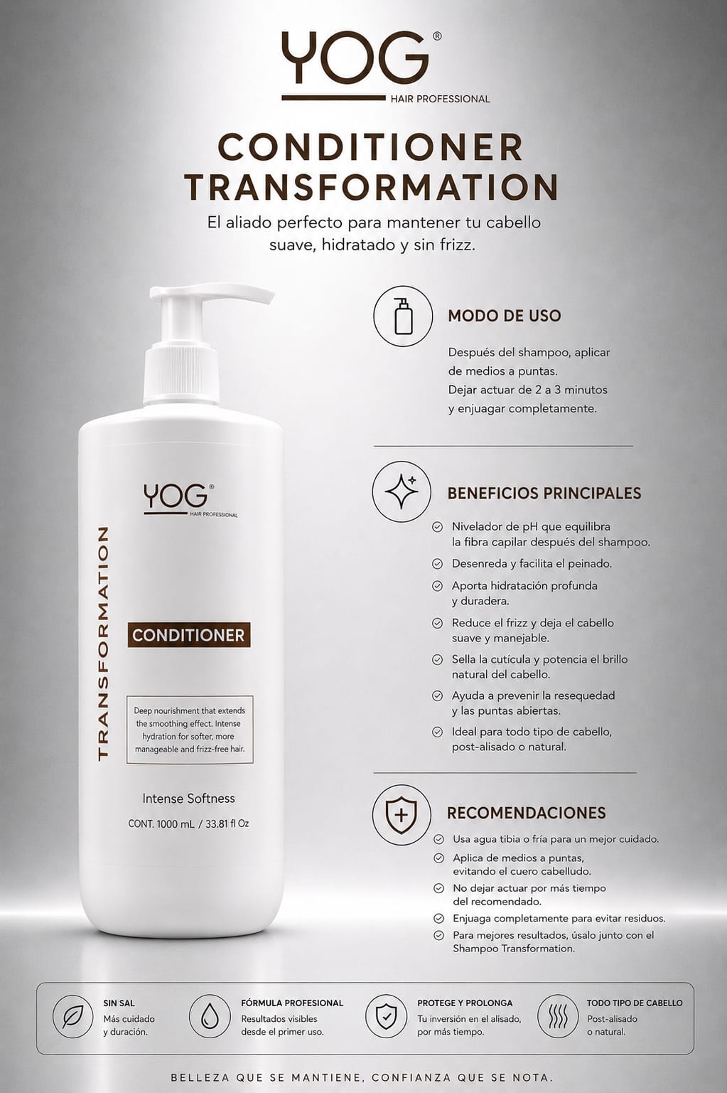 TRANSFORMATION CONDITIONER 1000ML - ANTI FRIZZ & DEEP HYDRATION