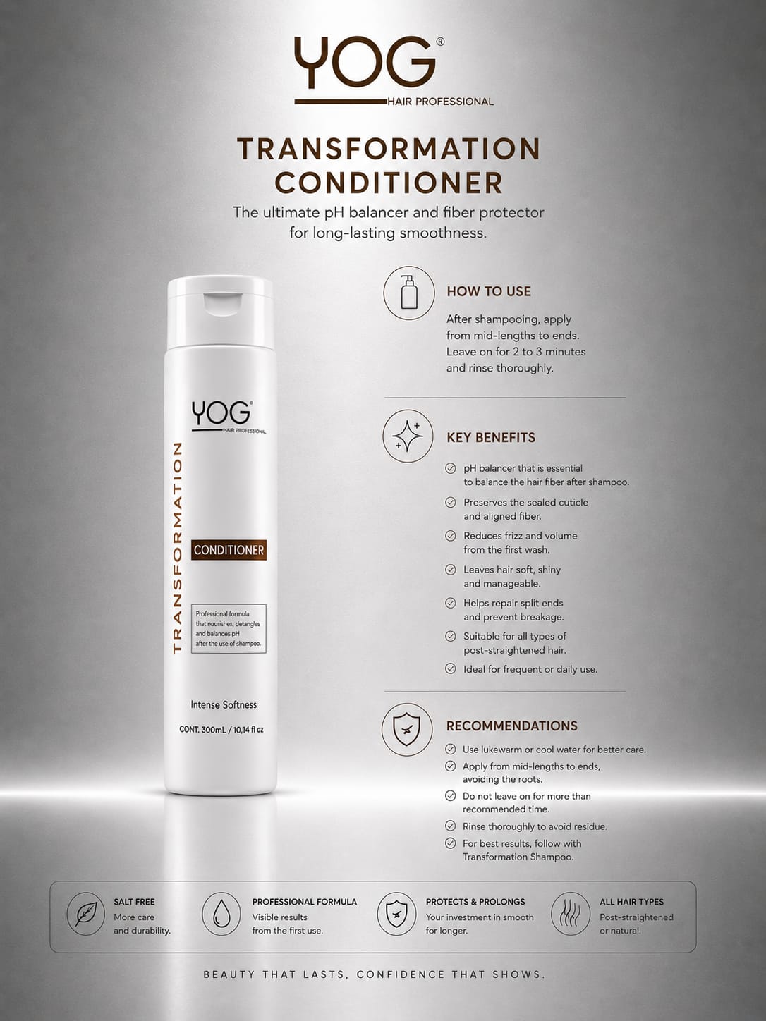 YOG TRANSFORMATION SHAMPOO 300ML - SALT FREE & FRIZZ CONTROL